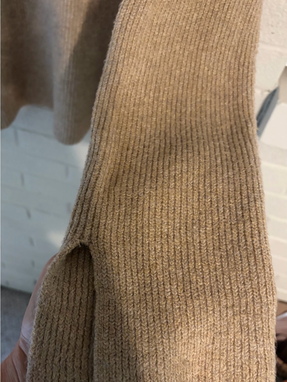 Banana Republic Overlap Ribbed V-Neck Sweater Camel Tan Medium - Picture 4 of 5